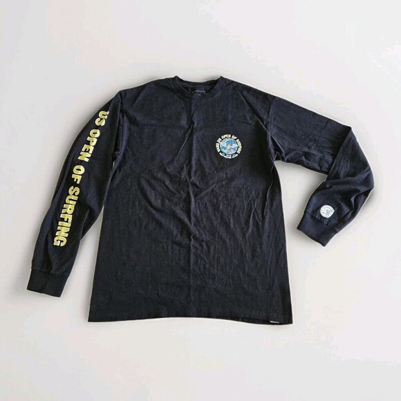 Vans T Shirt Mens M Black Graphic Print LS Cotton US Open Of Surfing Streetwear - Picture 9 of 14